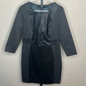 476 - BCBA MaxAzria NWOT Black Faux Leather Long Sleeve Dress, Size Large